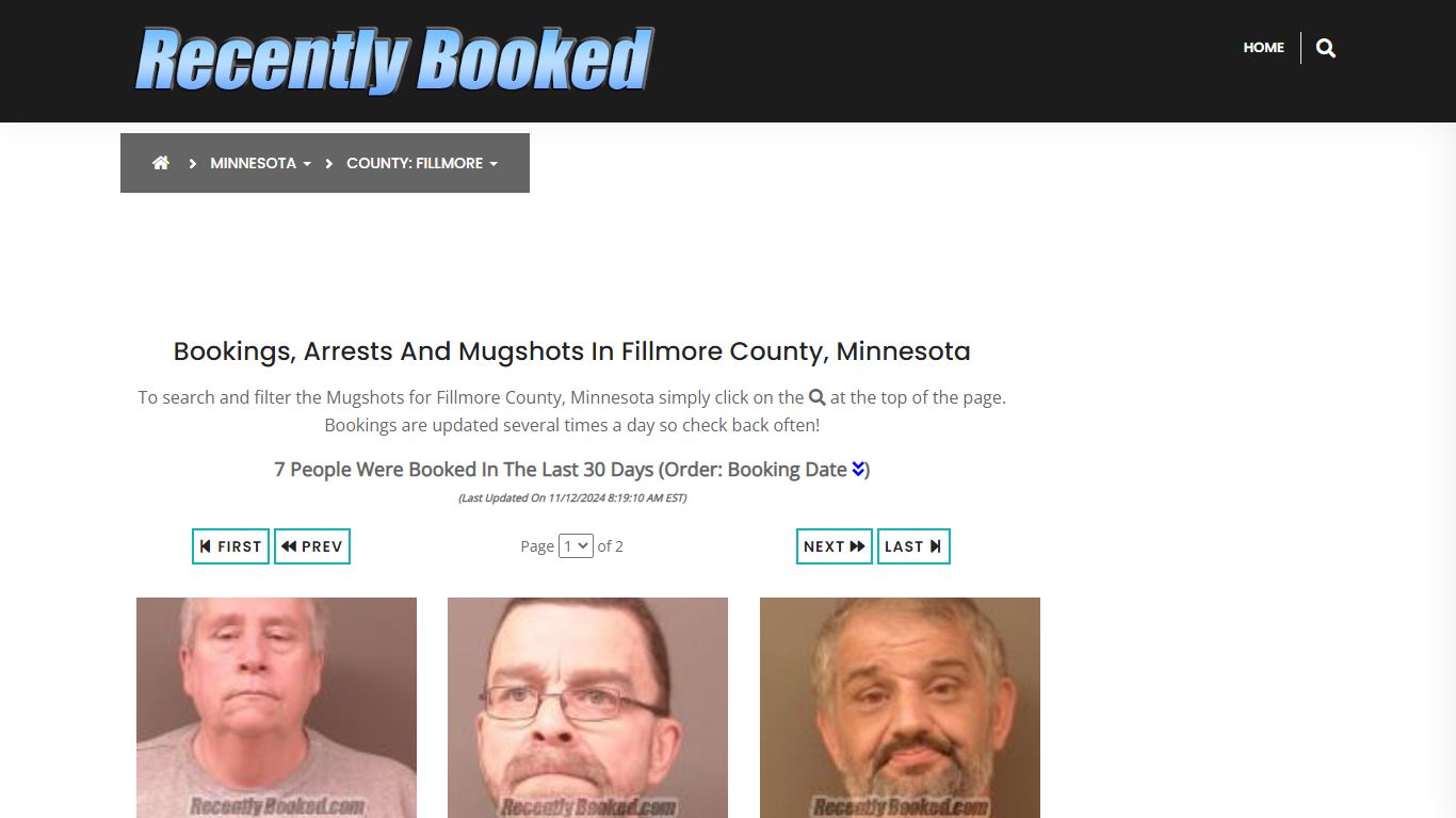 Bookings, Arrests and Mugshots in Fillmore County, Minnesota