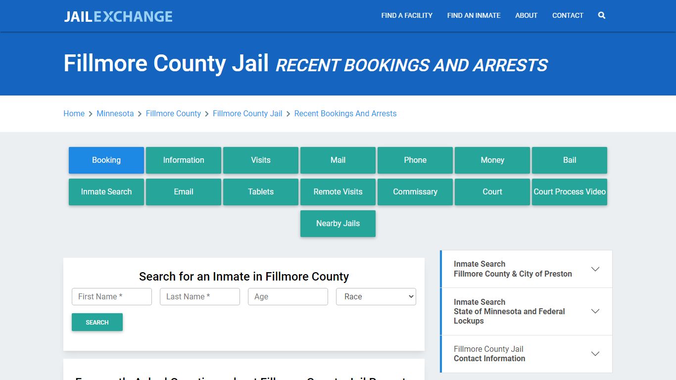 Fillmore County Jail MN Recent Arrests and Bookings - Jail Exchange